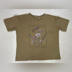 Naf Naf Bloom Where You Are Planted Flower Graphic T-shirt Women Size 1 Small